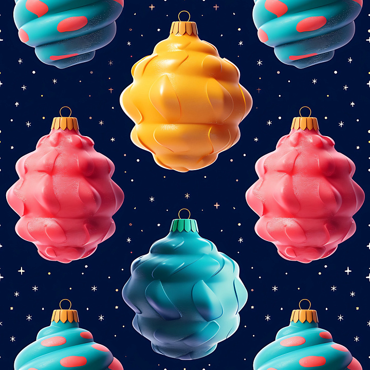 Inflated Plastic Ornament in Multicolor Pattern seamless PBR texture preview