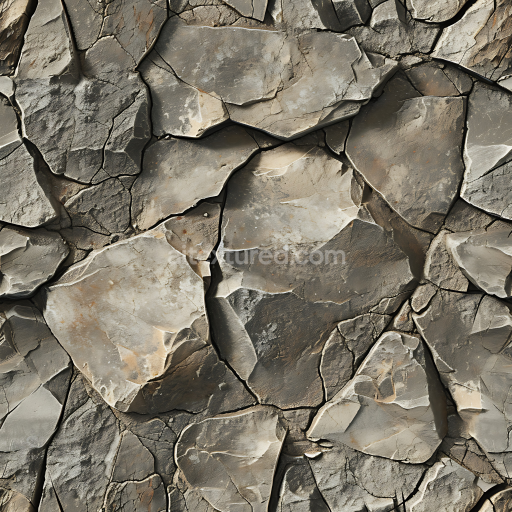 Seamless 3D PBR Texture of Cracked Layered Stone Wall with Natural Erosion Patterns