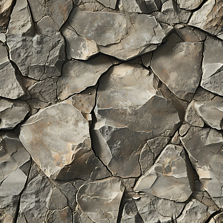 Cracked Layered Stone Wall with Natural Erosion Patterns seamless PBR texture preview
