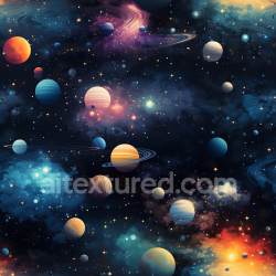 seamless Seamless 3D Space PBR Texture Featuring Vibrant Planets & Cosmic Nebulae texture 8k free download PBR