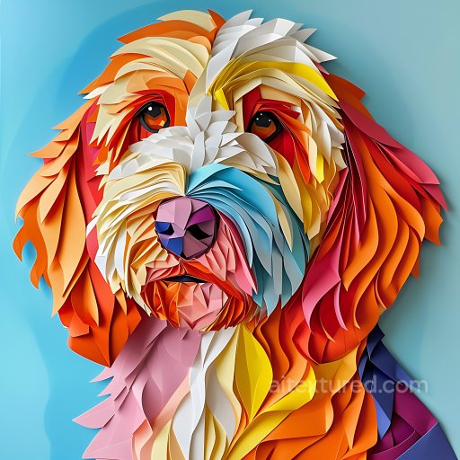 Animal - Seamless 3D PBR texture of colorful origami style Australian Labradoodle fur texture preview