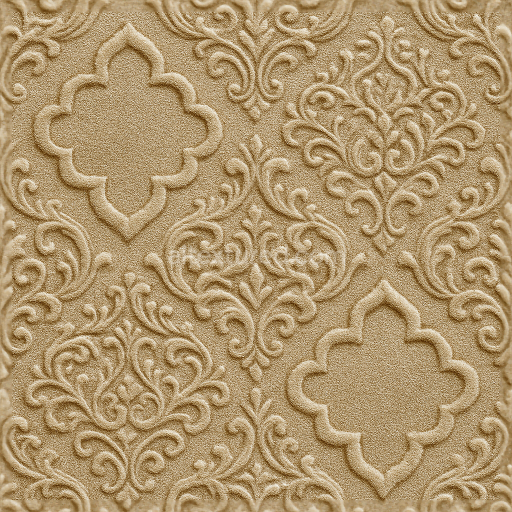 Seamless 3d texture pbr 8k quatrefoil arabesque wallpaper with raised velvet weave finish