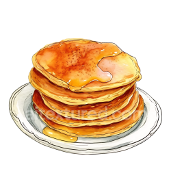 seamless Watercolor Illustration of Papua New Guinea Sago Pancakes with Syrup on Plate texture 8k free download PBR