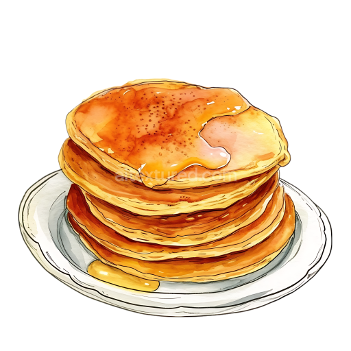 Preview — Watercolor Illustration of Papua New Guinea Sago Pancakes with Syrup on Plate