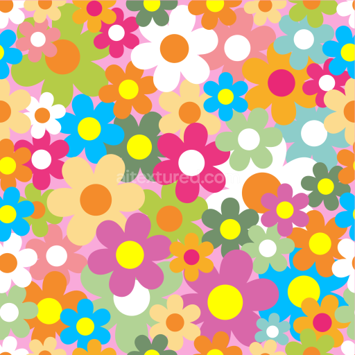 Seamless 3D PBR Texture of Colorful Floral Pattern with Bold Flowers