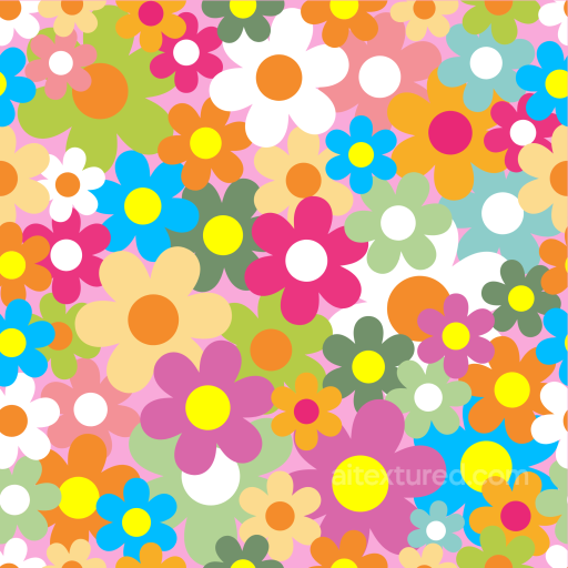 Colorful Floral Pattern Seamless Texture with Bold Flowers seamless Floral  PBR texture