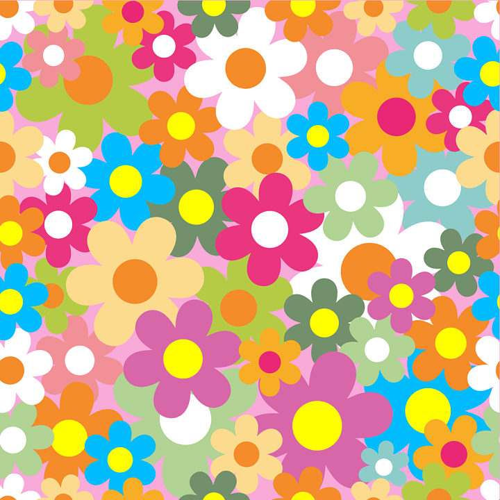 Colorful Floral Pattern with Bold Flowers seamless PBR texture preview