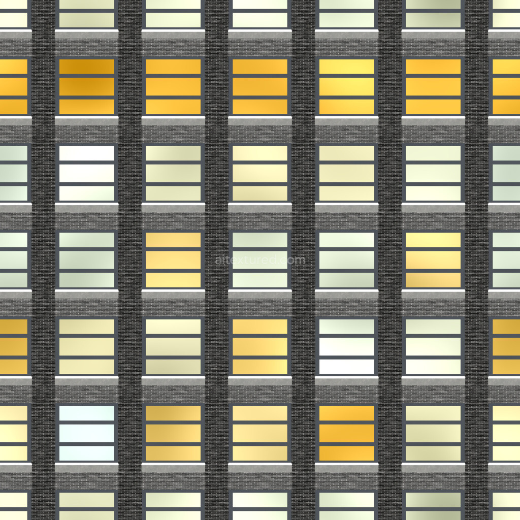 Seamless PBR facade texture showcasing windows and concrete