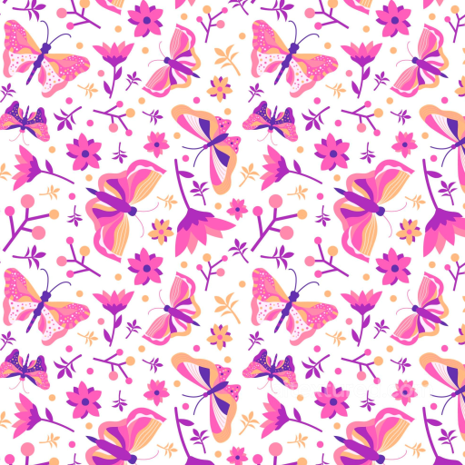 Watercolor Butterflies and Floral Pattern Fabric Texture seamless Watercolor Butterflies PBR texture