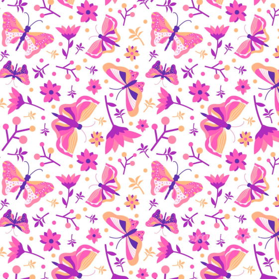 Watercolor Butterflies and Floral Pattern Fabric Texture Watercolor Butterflies texture preview