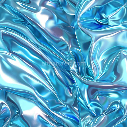 Seamless 3D PBR Texture of Glossy Blue Wrinkled Surface with Reflective Highlights