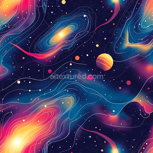 Seamless 3D Space PBR Texture with Vibrant Nebula, Galaxy Clouds, and Starfield