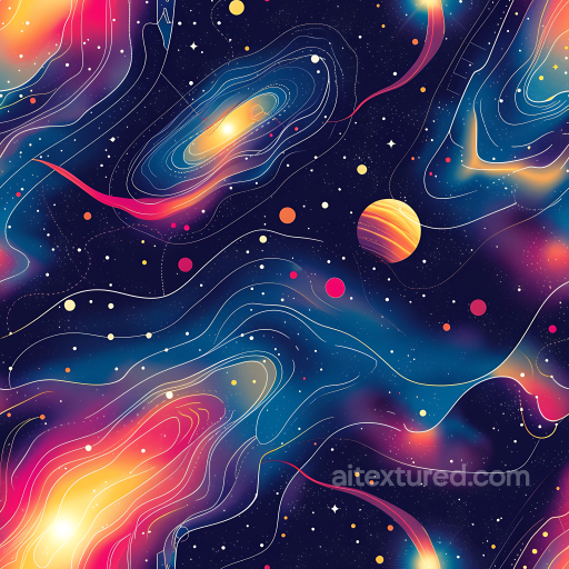 Space PBR Texture with Vibrant Nebula, Galaxy Clouds, and Starfield seamless Star, space, planets PBR texture