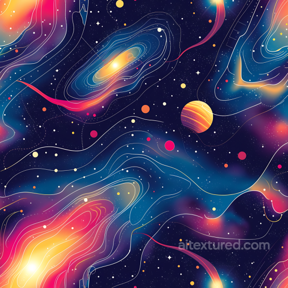 Space PBR Texture with Vibrant Nebula, Galaxy Clouds, and Starfield Star, space, planets texture preview