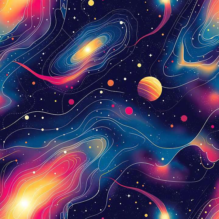 Space with Vibrant Nebula, Galaxy Clouds, and Starfield seamless PBR texture preview