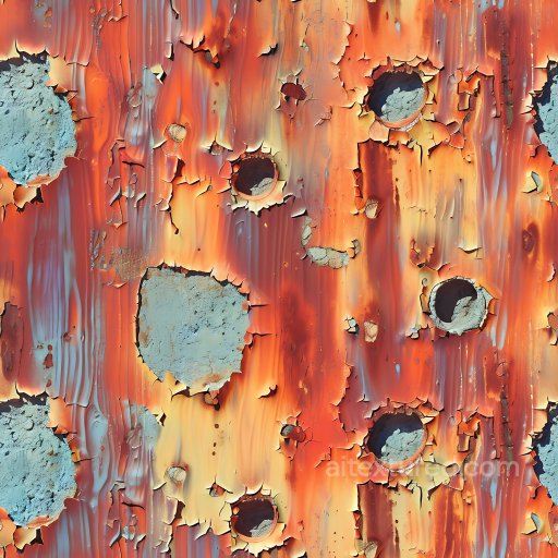 cracked and holed rusty metal PBR texture with peeling paint seamless Cracked & Holes PBR texture