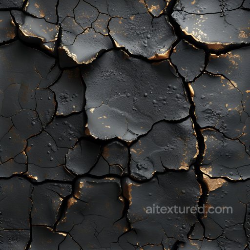 cracked black paint PBR texture with gold flaked damage seamless Cracked & Holes PBR texture