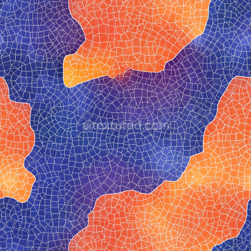 Seamless 3D Mosaic PBR Texture of Vibrant Blue and Orange Stone Chip Clusters texture preview