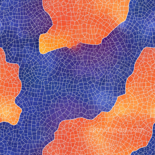 Mosaic PBR Texture of Vibrant Blue and Orange Stone Chip Clusters seamless Mosaic PBR texture