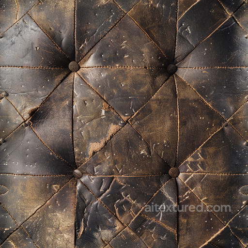 Seamless Distressed Brown Leather PBR Texture Featuring Quilted Stitched Panels and Worn… seamless Leather PBR texture