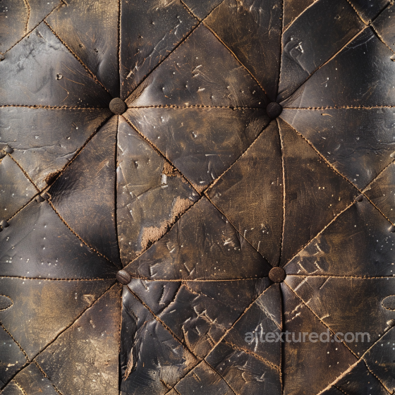 Seamless Distressed Brown Leather PBR Texture Featuring Quilted Stitched Panels and Worn… Leather texture preview