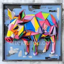 seamless Seamless 3D PBR Texture Featuring Vibrant Origami-Style Collared Peccary Pattern texture 8k free download PBR