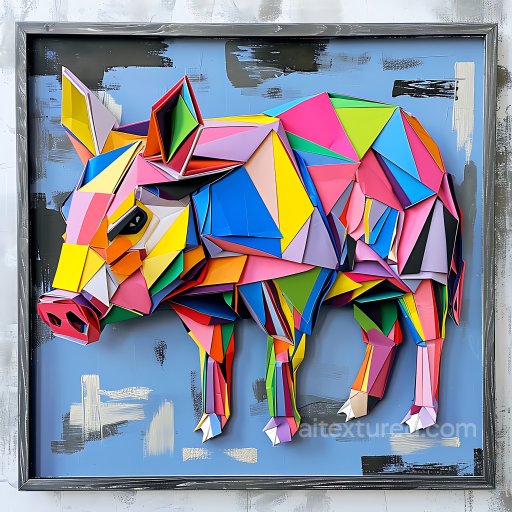 Animal - Seamless 3D PBR Texture Featuring Vibrant Origami-Style Collared Peccary Pattern texture preview