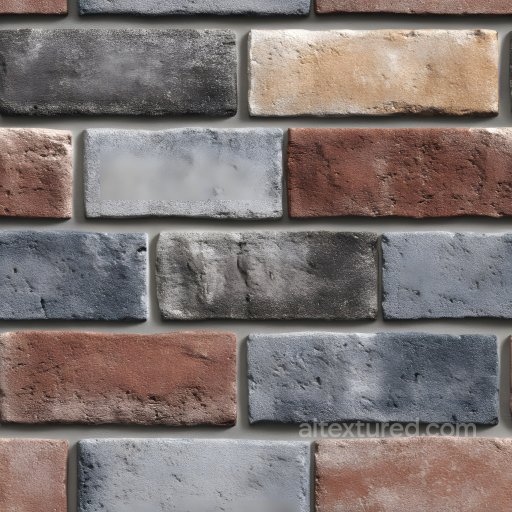 Cracked Multi-Colored Brick Wall Seamless Texture with Rough Surface seamless Brick PBR texture