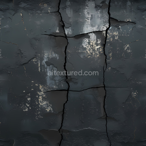 Seamless 3D PBR Cracked Dark Concrete Texture with Weathered Paint and Deep Fractures