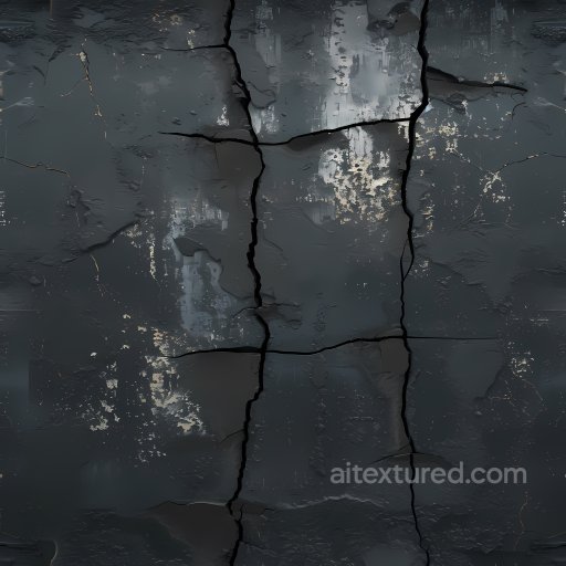 Cracked Dark Concrete Texture with Weathered Paint and Deep Fractures seamless Cracked & Holes PBR texture