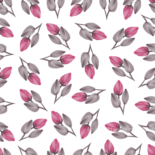 Stylized Pink Flower Petal Pattern Seamless Texture with gray Leaves seamless Pink Flower PBR texture
