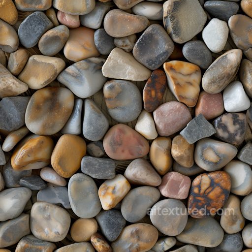 polished pebble stone ground PBR texture with smooth multicolor stones seamless Stone PBR texture