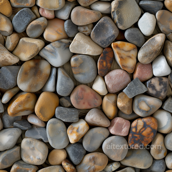 polished pebble stone ground PBR texture with smooth multicolor stones Stone texture preview