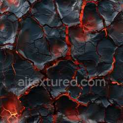 seamless Seamless 3D Cracked Volcanic Lava PBR Texture with Glowing Red Cracks texture 8k free download PBR