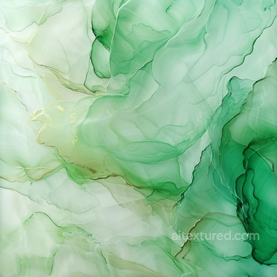 Alcohol Ink PBR Texture Featuring Delicate Green Fluid Waves and Gold Veins Alcohol ink texture preview
