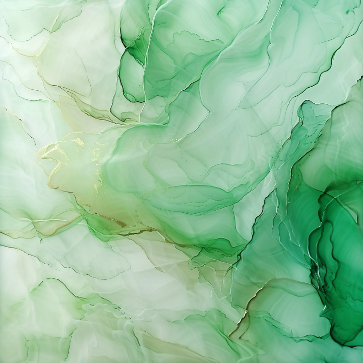 Alcohol Ink Featuring Delicate Green Fluid Waves and Gold Veins seamless PBR texture preview