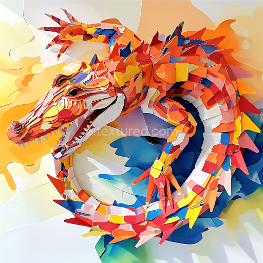 Seamless 3D PBR Crocodile Scale Texture Featuring Origami-Inspired Multicolored Pattern