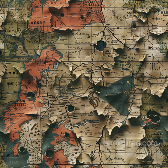 Vintage Map Camouflage PBR Texture with Aged Paper and Geographic Patterns Color Camouflage texture preview