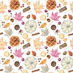 seamless Seamless 3D PBR Texture of Autumn Leaves and Fall-Themed Objects Pattern texture 8k free download PBR