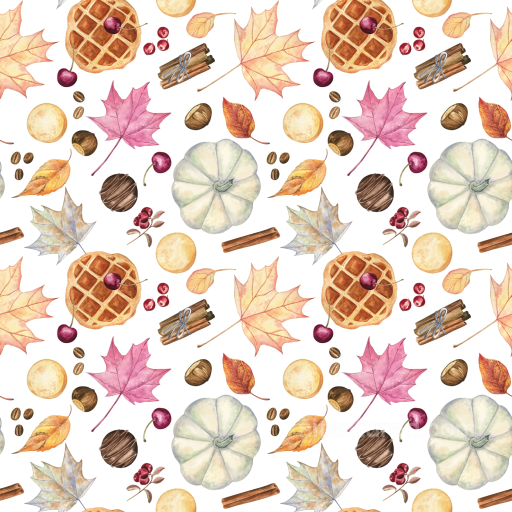 Autumn Leaves and Fall-Themed Objects Pattern Seamless Texture seamless Autumn Leaves  PBR texture