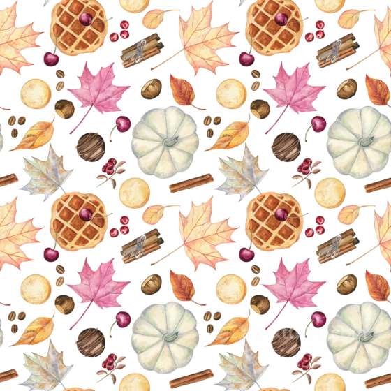 Autumn Leaves and Fall-Themed Objects Pattern Seamless Texture Autumn Leaves texture preview