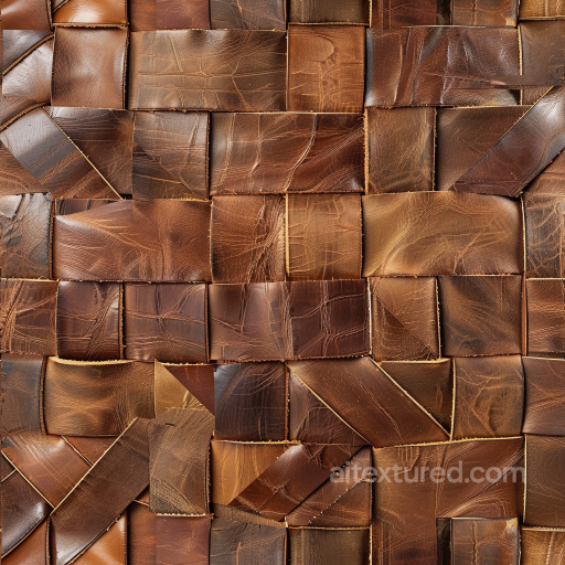Leather Texture Showcasing Distressed Brown Patchwork With Visible Stitching seamless Leather PBR texture