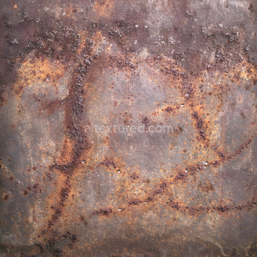 Seamless 3D Rusted Metal PBR Texture with Cracks, Holes, and Corrosion Detail