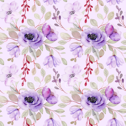 seamless Seamless 3D PBR Texture of Purple Flower Watercolor Pattern on Fabric texture 8k free download PBR