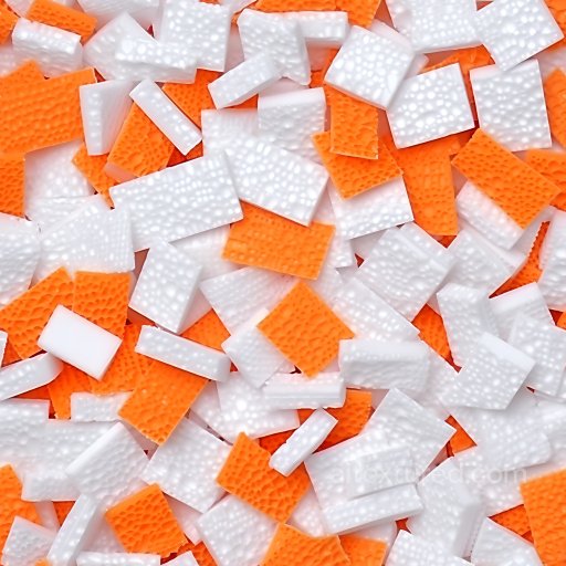 Cracked & Holes PBR Texture of White and Orange Foam Pieces seamless Cracked & Holes PBR texture