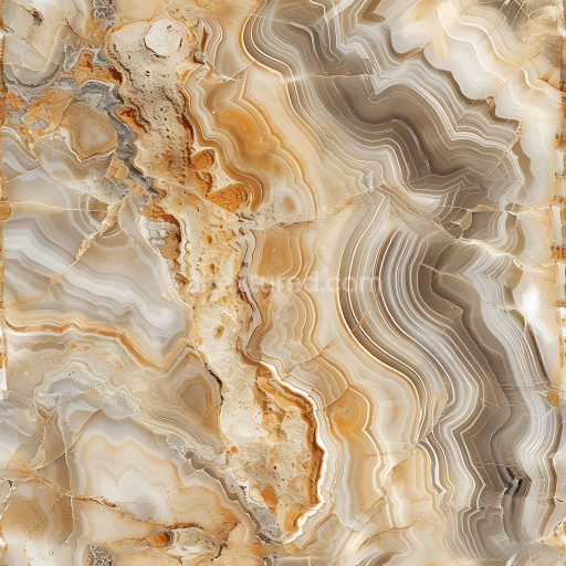 Seamless 3D Polished Agate Stone PBR Texture with Detailed Layered Bands and Earthy Tones