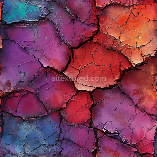 Seamless 3D PBR Texture of Vibrantly Colored Cracked Painted Surface