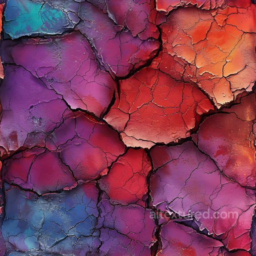 Cracked & Holes Texture of Vibrantly Colored Cracked Painted Surface seamless Cracked & Holes PBR texture