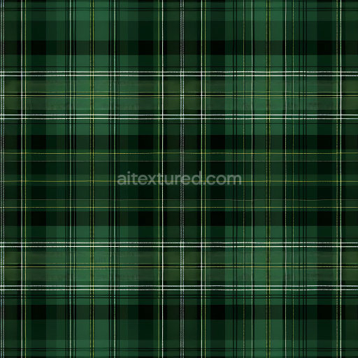 Seamless 3D PBR Texture Featuring Dark Green Wool Plaid Pattern