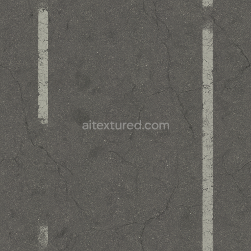 Seamless 3d texture pbr 8k asphalt road surface with road markings for urban architectural scenes